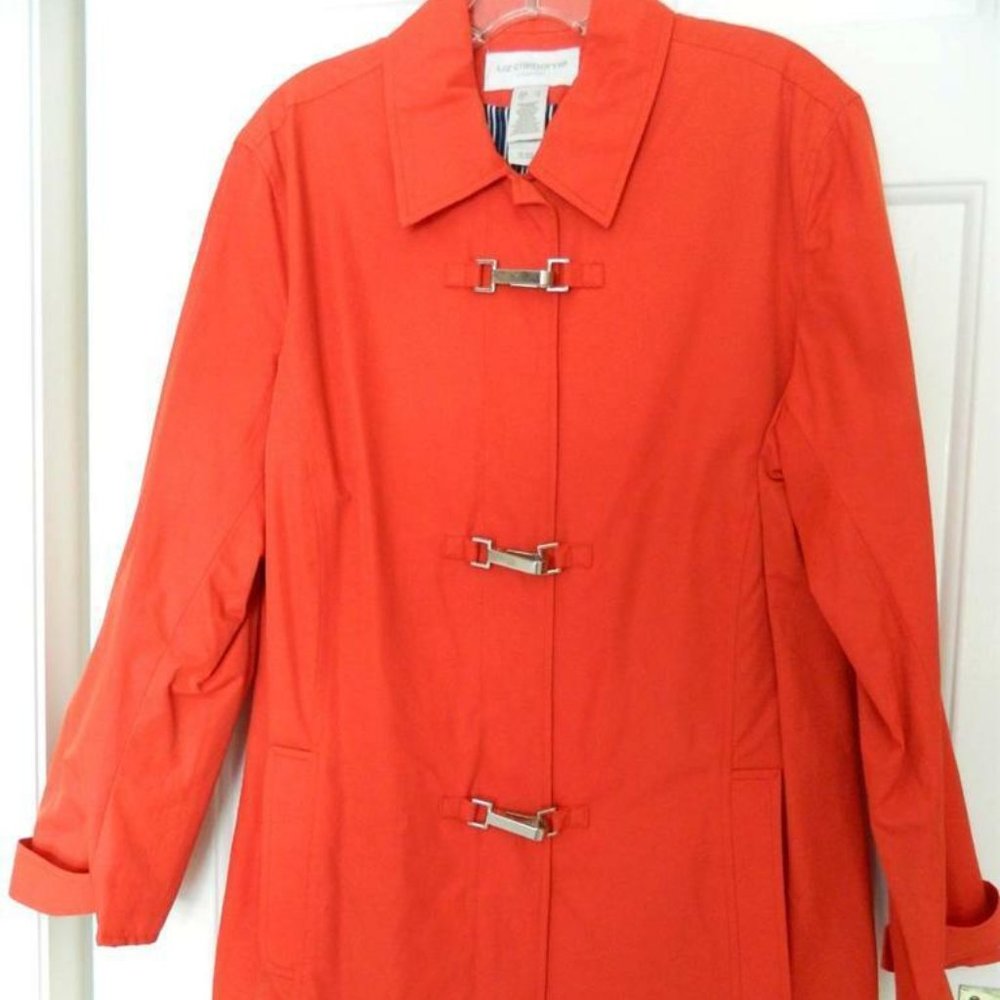 Liz Claiborne "Lizsport" Orange/red Trench Rain Coat , Size S (6-8) EUC